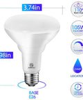 LED Recessed BR30 Light Bulbs 105W Equivalent 1500 Lumens Dimmable Soft White 2700K Indoor Flood Lights dimensions