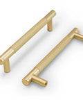 10 Pack 5 Inch Brushed Brass Knurled Cabinet Handles for Kitchen Cabinets Gold Pulls Front View