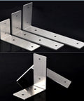 Heavy Duty Stainless Steel Shelf Brackets, Wall Mounted L Corner Supports, set includes three 8.86 inch brackets with pre-drilled holes.