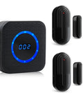 Wireless Door Chime for Home and Office, Easy Plug In Receiver, No Wiring, Door Window Sensor, 500 Ft Range, 55 Chimes, 5 Volume Levels, Adjustable Number Display, Simple Setup, Real Time Alerts, black set with receiver and sensors