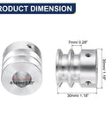 V Type Double Groove Aluminum Pulley With 14mm Bore And 30mm Outer Diameter For Motor Shaft And Drill Press Fits 6mm PU Round Belts