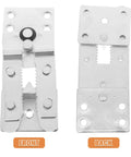 2 Piece Metal Sectional Sofa Clips For Couch Connector showing front and back alligator style attachments, durable silver finish