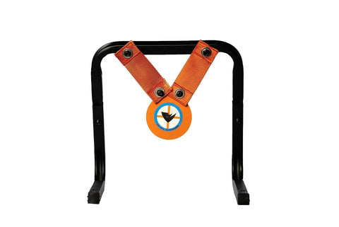 Mini Gong Steel Shooting Target For .22 Caliber With Stand, Durable Powder Coated Steel Plate, Four Inch By Three Sixteenths, mounted on stand