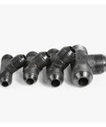 Heavy Duty Carbon Steel Hydraulic Male Tee Fitting Kit Sizes M10 to M24 for High Pressure Fluid Control Systems Built to Kill it on Job Site Without Any Messy Problems or Leaking Fluid Everywhere When You Are Under Pressure Making Serious Cash. carbon steel male tee fittings, angled view