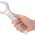 Hand holding Thin Pattern Pump Wrench 13 Piece with 30 Degree Head, demonstrating ergonomic grip for jam nuts and check nuts.