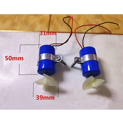 Beefy 7.4V RC Jet Boat Underwater Thruster 16800 RPM CW CCW 3 Blade Propeller showing size dimensions on white background
