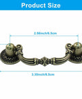 6Pcs Vintage Drop Bail Drawer Pulls With Embossed Pattern Center To Center 2.56 Inches sizing guide showing dimensions