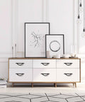Matte Black Cabinet Pulls 5 Inch 128mm Hole Centers 10 Pack Easy Install Kitchen Cabinet Handles on modern white dresser