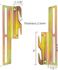 Top Shelf Galvanized Steel Bed Frame Conversion Brackets Four Pack shown side view with dimensions for easy hook-on setup.