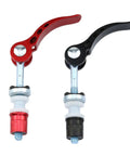 Durable Aluminum Alloy Bike Seat Clamp Quick Release Clip Bar Bolt M6x65 For Road And Mountain Bikes Reliable Clamp To Secure Saddle Black And Red Color Options 2 Pack displayed side by side