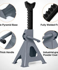 Beefy Two Ton Heavy Duty Steel Jack Stands Set For Cars Adjustable Height From 10.6 To 16.2 Inches Welded Frame For Solid Support