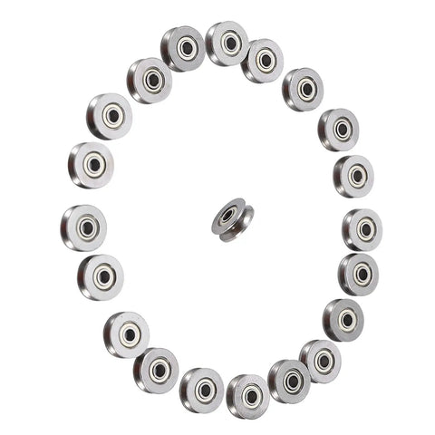 V Groove Bearing Pulleys 3x12x4mm For Rail Track Linear Motion System, arranged in a circle, carbon steel V623zz bearings