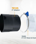 4 Inch Hose Adapter Quick Coupler for Workshop Dust Collection, ABS plastic, connecting hoses and clamps securely.