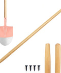 55 Inch Black Locust Shovel Handle Replacement Workhorse Hardwood Handle Built To Last For Shovel Rake Hoe Pitch Fork Digging Fork Broad Fork Garden Tools 1 Piece, showing handle, screws, and shovel in detail.