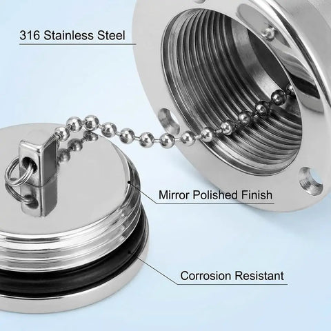 Straight Marine Fuel Deck Fill 38mm One And A Half Inch With Stainless Steel 316 Body And Keyless Cap For Boats Yachts And RVs