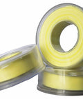 Three rolls of yellow Teflon Tape For Pipe Fittings And Plumbing Leaks 12mm By 10m Pack Of 5 Rolls Water Tap And RO Tap Sealant in plastic casing