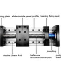 Hefty Double Linear Rail X Y Z Axis Slide Stage With Sfuh1605 Ball Screw, Nema 23 Mount, detailed components view.