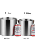 Side-by-side comparison of 3L and 2L Double Wall Vacuum Insulated Ice Buckets with soda cans for scale