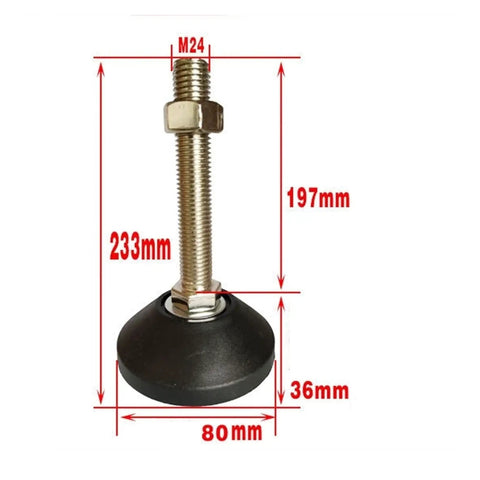 Eight Pieces Beast Mode Adjustable Leveling Feet For Heavy Duty Desk And Machinery Mount With Smooth Swivel Action and Rock Solid Base Platform To Keep Your Rig Standing Square And Steady Daily, measuring 233mm with 80mm nylon base.