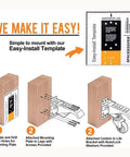 Easy-install template guide for Heavy Duty Retractable Workbench Caster Wheels 2 Piece Set installation process.