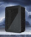 Heavy Duty Outdoor Electric Vehicle Charger Protector With All Weather Waterproof Steel Cage And Wall Mount Smart Cord Hook in rain.