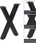 X Shape 16 Inch Iron Bench Legs Set Of 2 For DIY Coffee Table Black Powder Coat Beefy Heavy Duty Metal Table Legs With 800 Lb Load Rating Sturdy Support For Modern Industrial Style.