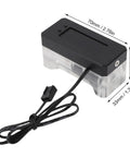 Inline PC Water Cooling Flow Meter With OLED Display, measuring 70x34x33mm, shown with black casing and attached cable.