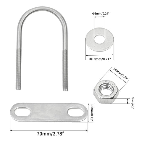 Four Pack Round U Bolts With Nuts, Plate And Washer Kit Built Tough For Secure Mounting, 1.57 Inch Inner Width 40mm, 85mm Long