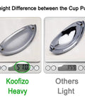 Comparison of Koofizo heavy and others light weights for Chrome Bin Cup Drawer Pulls 3 Inch Center Spacing 76mm Cabinet Handles 25 Pack