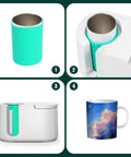 Four images showing Three Thickness Silicone Mug Wraps for Sublimation and Heat Pressing, Fits Cricut Mug Press and Most Mugs.