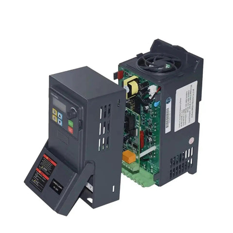 11KW 380V VFD Three Phase To Three Phase Variable Frequency Drive Inverter With RS485 Port P Plus PB Terminal Control And Vector Motor Speed Controller For Heavy Duty Industrial Machinery And Power Tools, front and open view
