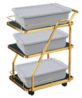 Three Pack Commercial Bus Tubs With Lids 13 Liter Meat Tubs Food Grade PP Heavy Duty Stackable Dustproof Containers on cart