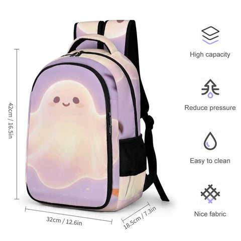 Dope Spooky Ghost Jack O Lantern Printed Unisex Backpack with large capacity, durable polyester, breathable comfort