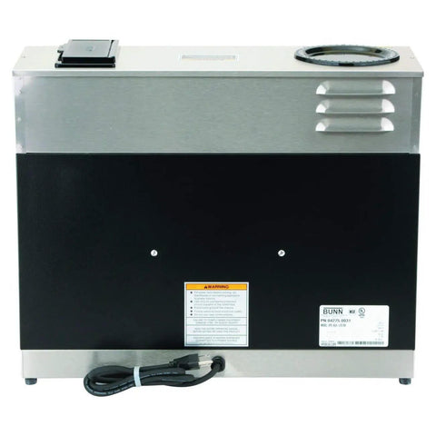 Rear view of VPS 12 Cup Pourover Commercial Coffee Brewer With Three Warming Stations 120V No Plumbing Required Office Boss Brew Machine