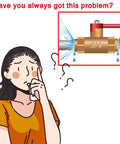 Illustration of a woman puzzled by a leaky 3/4 valve with water dripping, questioning plumbing problems.