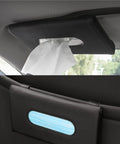 Two Pack Car Tissue Holder Sun Visor Napkin Holder In Premium PU Leather Black And Beige With Tissue Refill Universal Fit