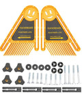 Dual Pack Featherboard Safety Push Block With Table Fence For Woodworking T Slots Miter Slots Table Saw Router Table Band Saw featuring orange polymer feather loc boards and hardware.