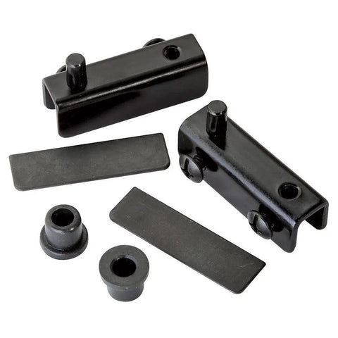 Top Shelf Polished Chrome Glass Door Pivot Hinge Pair fast install components for seamless doors, heavy-duty black metal parts.