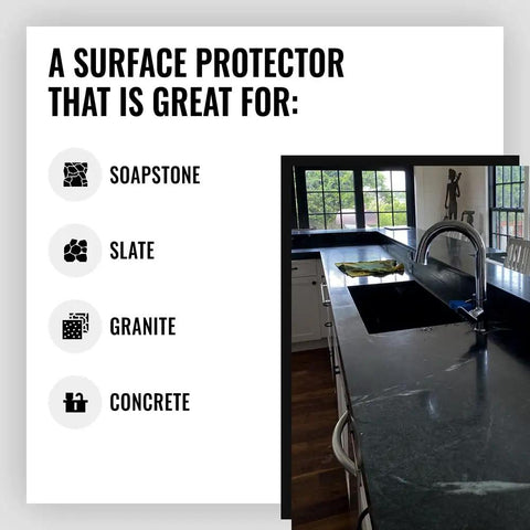 Stone Sealer For Concrete Granite Marble Slate Soapstone And Countertops 16 Oz All Natural Non Glossy Protectant signage and countertop.