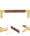 Black Walnut Solid Wood Brass Cabinet Pulls 195mm Length 160mm Center Hole Durable Wardrobe Drawer Cupboard Door Hardware Soft Grip Easy Install