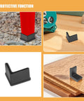 Non Slip Rubber Furniture Leg Pads 10 Pcs L Shape Chair And Bed Frame Feet Caps Protect Floors shown on various surfaces
