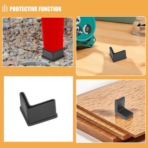Non Slip Rubber Furniture Leg Pads 10 Pcs L Shape Chair And Bed Frame Feet Caps Protect Floors shown on various surfaces