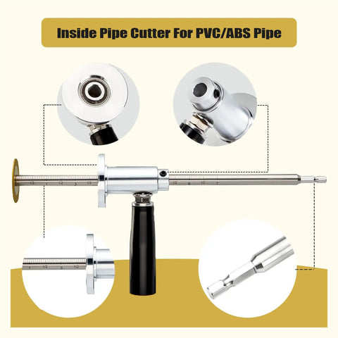 7 Inch Internal Pipe Cutter For Drill With Diamond Wheel And Hex Shank Adjustable Depth Handle Precise 0.5mm Cuts