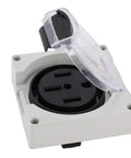 Beefy Nema L14-50R Industrial Locking Power Outlet 50amp 250volt wall mount receptacle with clear cover and PA66 shell.