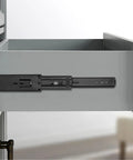Installed 8 Inch Black Drawer Slides With Ball Bearing Glides And Mounting Screws, side view of heavy duty steel runner rails