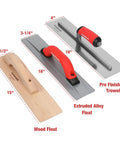 8 Piece Masonry Tool Set Pro Grade With Finishing Trowel and Extruded Alloy Float for concrete work