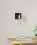 Two Pack Black and Gold Wall Sconces With Glass Shade Modern Rustic Brass Bathroom Wall Lighting For Bedroom Hallway Kitchen