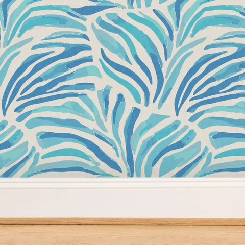 Modern Animal Print Pvc Free Professional Wallpaper Featuring Smooth Matte Linen Finish in blue patterns for busy households.