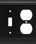 Architectural 2-Gang Matte Black Wall Plate With Single Switch And Duplex Combo Cover Zinc Construction For Durability 1 Pack Classic American Style Electrical Outlet Cover