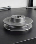 Heavy Duty Single Groove Cast Iron V Belt Pulley 100mm Od Fits 19mm Bore on black surface for industrial use.